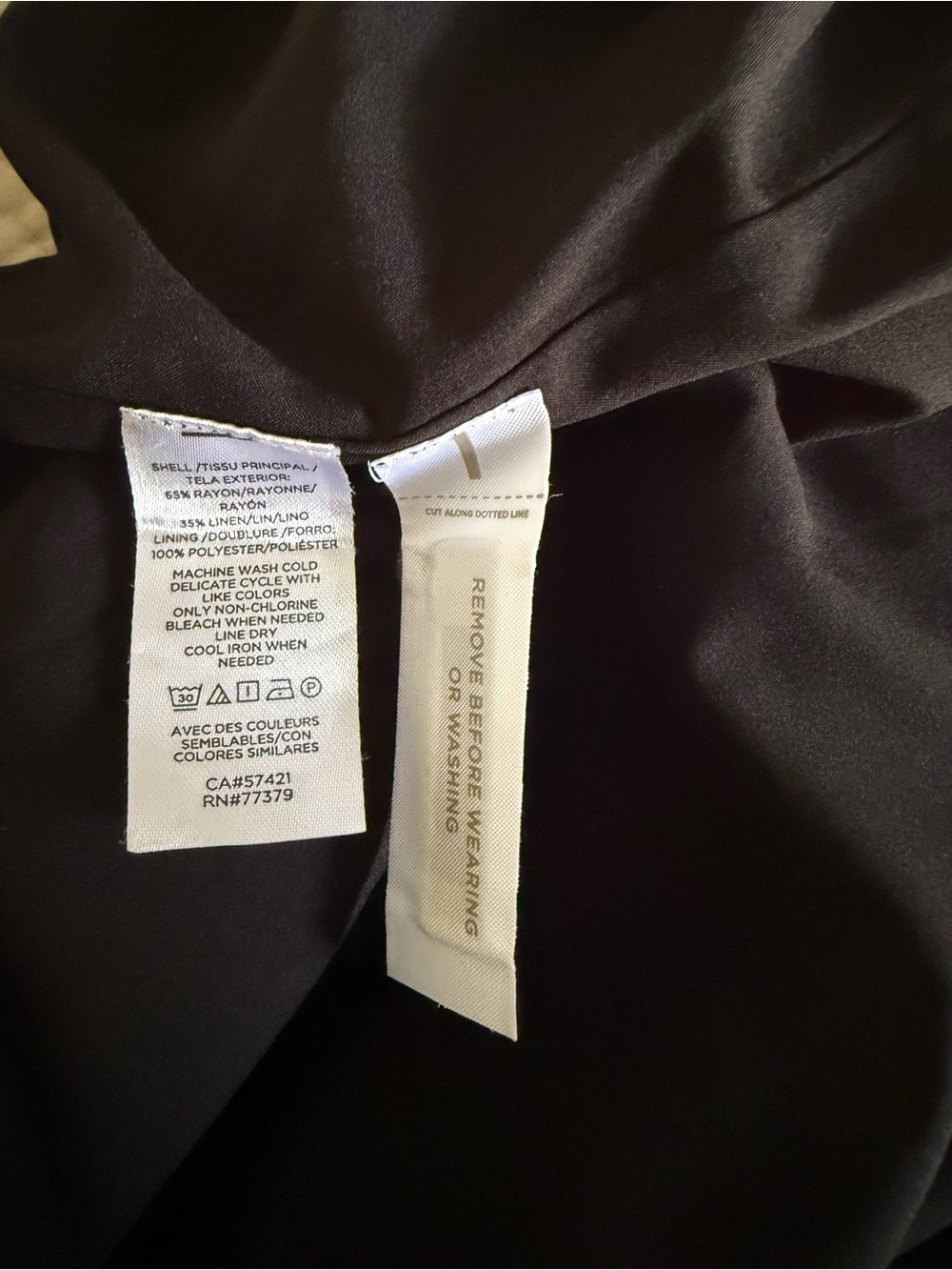 Ann Taylor Black Midi Dress with Tie Sleeves rayon and linen blend - Picture 9 of 9